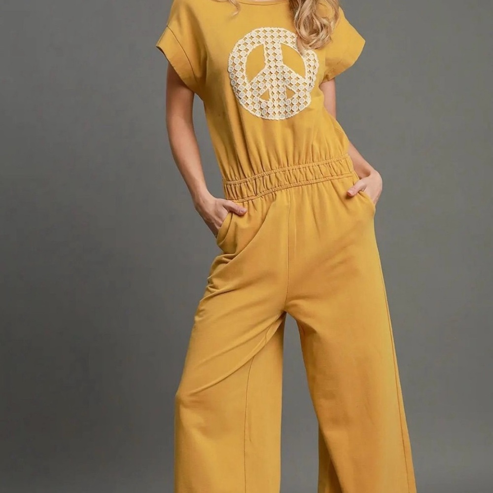 Umgee Peace Sign Jumpsuit, size large